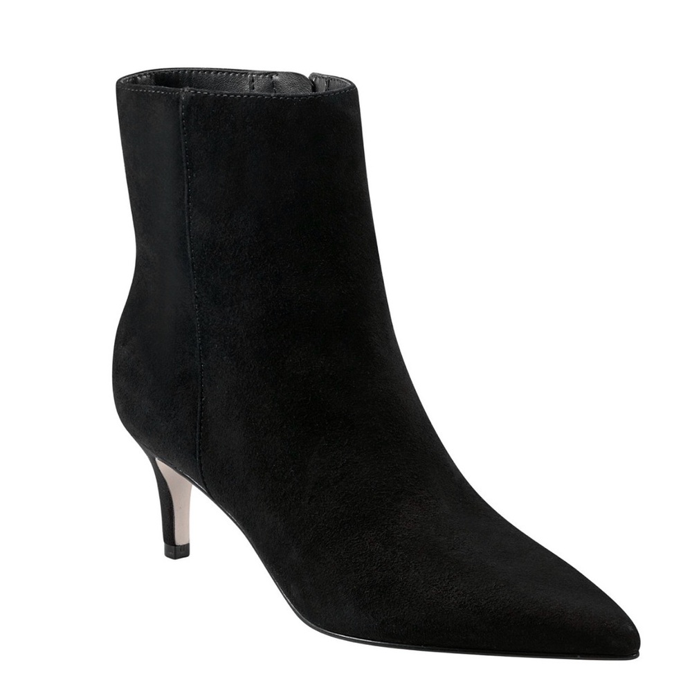 Marc Fisher Glorry Black Suede Booties Kitten Heel Size 8.5